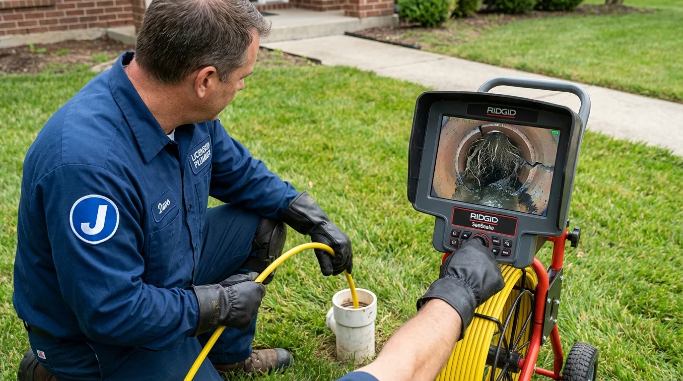 Sewer camera inspection being performed by Johns Plumbing LLC in Saint Matthews