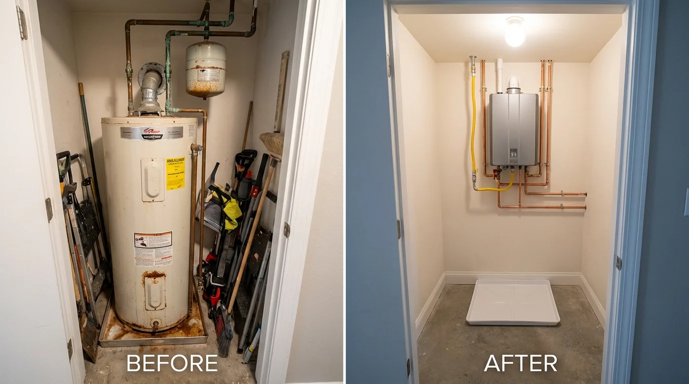 Tank water heater versus wall-mounted tankless unit comparison for Saint Matthews, SC homeowners