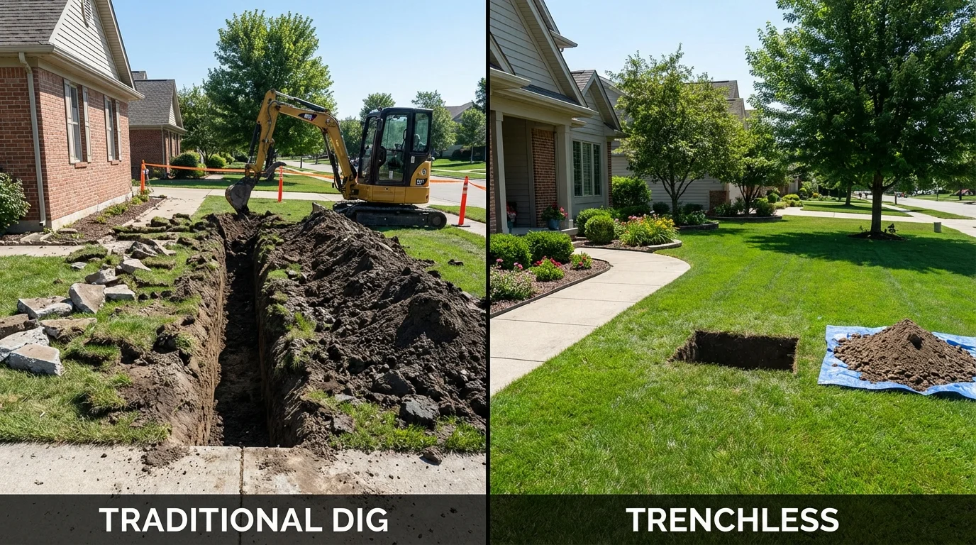 Trenchless sewer repair with minimal yard damage versus traditional excavation in Saint Matthews, SC